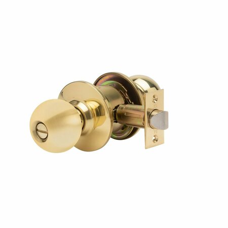 TRANS ATLANTIC CO. Bright Brass Standard-Duty Commercial Cylindrical Privacy Bed/Bath Door Knob DL-SVB40-US3